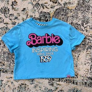 Barbie Inspiring Girls Since 1959 Blue Graphic Crop Tee Girls M